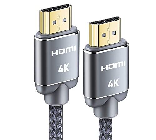 Cable HDMI 4K 2metro-Snowkids Cable HDMI Trenzado de Nailon 4K@60Hz a 18Gbps Cable HDMI Compatible 3D, Función Ethernet, Video 4K 2160p, HD 1080p- Gris