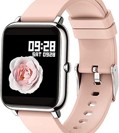 Popglory Reloj Inteligente Mujer, Smartwatch con Oxígeno Sanguíneo Presión Arterial Frecuencia Cardíaca, Pulsera Actividad Impermeable IP70 para Hombre Mujer para Android iOS