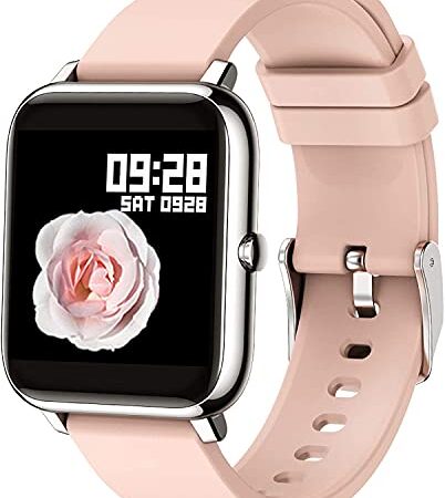 Popglory Reloj Inteligente Mujer, Smartwatch con Oxígeno Sanguíneo Presión Arterial Frecuencia Cardíaca, Pulsera Actividad Impermeable IP67 para Hombre Mujer para Android iOS