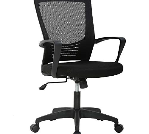 Silla de Oficina Giratoria Escritorio con Soporte Lumbar Sillon Ruedas Despacho