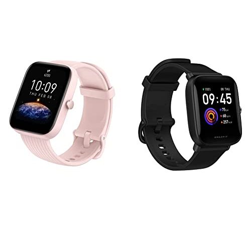 Amazfit Bip 3 SmartWatch con Pantalla a Color Grande de 1,69" 50 Esferas Reloj con 60 Modos Deportivos 5 ATM & Bip U Smartwatch Fitness Reloj Inteligente 60+ Modos Deportivos 1.43" Pantalla táctil