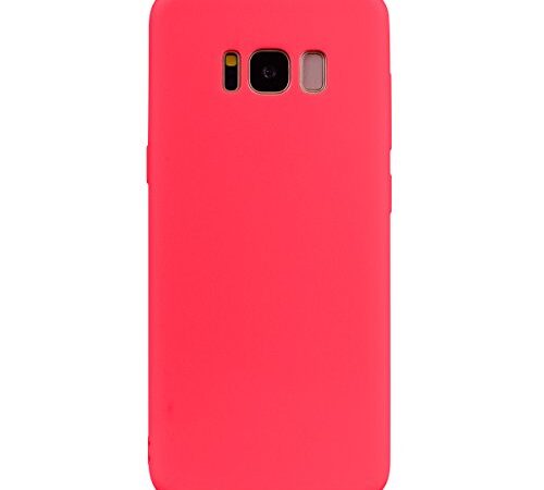 cuzz Funda para Samsung Galaxy S8+{Protector de Pantalla de Vidrio Templado} Carcasa Silicona Suave Gel Rasguño y Resistente Teléfono Móvil Cover-Rojo