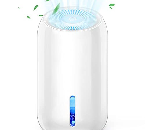 Gifort Deshumidificador Electrico 750ml, Deshumidificador Pequeño Silencioso y Seguro con 7 Colores LED y Apagado Automático, Dehumidifier para Hogar Armario 20㎡Habitación Baño Cocina Hogar Armario