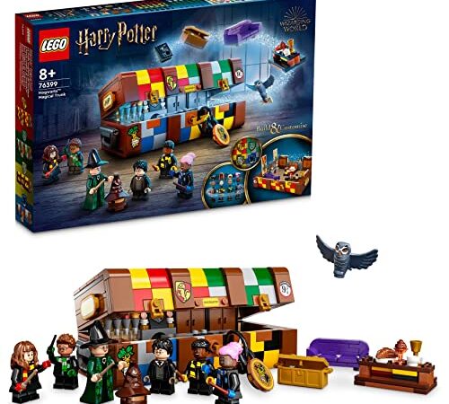 LEGO 76399 Harry Potter Baúl Mágico de Hogwarts, Juguete Personalizable, Hedwig, Pegatinas y Mini Figuras de Las Películas, Regalos para Niñas y Niños