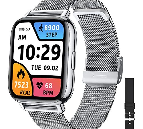 Smartwatch Reloj Inteligente Hombre Mujer - 1.69'' Pulsera Actividad Inteligente 24 Modos Deporte con Pulsómetro Monitor de Sueño Impermeable IP68 Reloj Deportivo Podómetro Pulsera para Android iOS