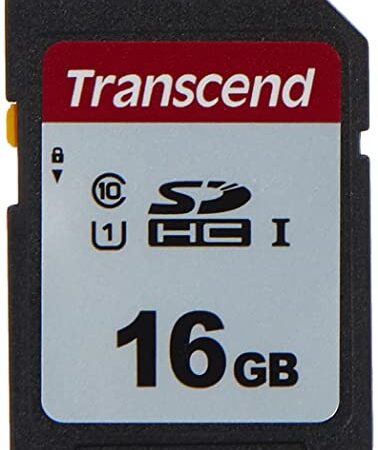 Transcend TS16GSDC300S-E Tarjeta SD de 16 GB, SDHC, Clase 10, U1, Velocidad de Lectura hasta 95 MB/s – Paquete abrefácil