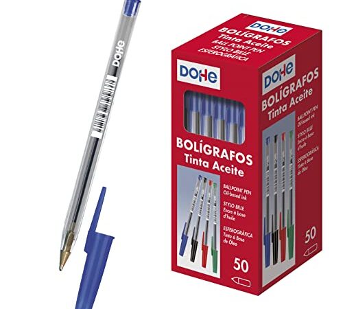 Dohe - Caja de bolígrafos con capucha - 1,0 mm - 50 uds - Azul