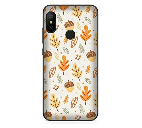 Generico Funda Carcasa Compatible para Xiaomi Mi A2 Lite otoño Hojas y Bellota/Imprimir también en los Lados/Teléfono Rígido a presión Antideslizante Antiarañazos Resistente a los Golpes Protector R�