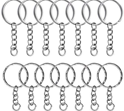 negro, bronce Llavero dividido con cadena 50 piezas de metal redondo llavero con enlace y anillos de salto para hacer joyas 