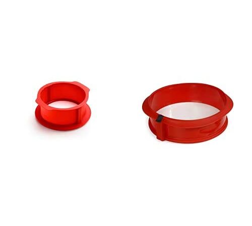 Lékué Molde Desmontable para Tarta, Rojo, 18 cm + Duo Redondo Rojo Molde Pastel, Silicona, 23 x 7 x 23 cm