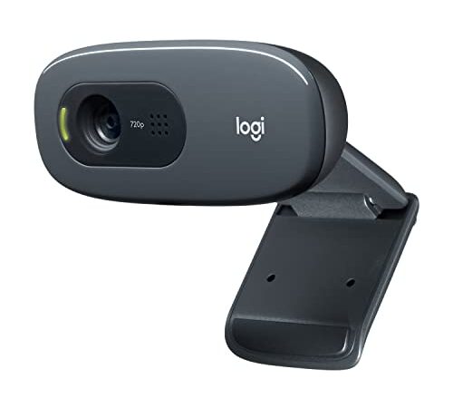 Logitech C270 Webcam HD, 720p/30fps, Video-Llamadas HD Amplio Campo Visual, Corrección de Iluminación, Micrófono Reductor de Ruido, Skype, FaceTime, Hangouts, PC/Mac/Portátil/Tablet/Chromebook, Negro