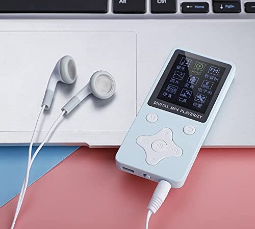 Mini Reproductor MP4 USB Digital MP3/MP4 Reproductor de música Compatible con Tarjeta TF de 32 GB con Auricular(Azul)
