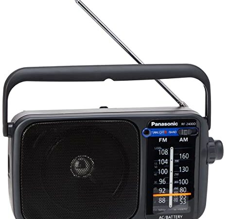 Panasonic RF-2400DEG-K - Radio Portátil FM/Am, (770mW, Iluminación LED, FM/Am, Fácil y Simple de Usar, Sintonizador Digital, Altavoz Amplio Rango 10 cm, Asa para Transportar) Color Negro