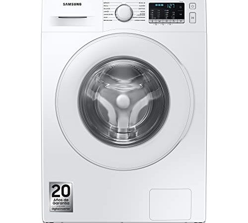 SAMSUNG WW90TA046TE/EC Lavadora Estándar Serie 5, 9kg, Carga Frontal, Color Blanco, Tecnología EcoBubble, Motor Digital Inverter, Auto Dosificador, Inteligencia Artificial