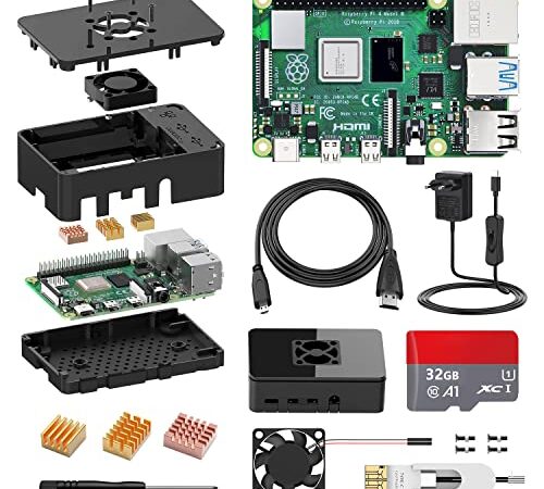 STUUC Raspberry Pi 4 Model B Kit 【4GB RAM+32GB 】 Versión Actualizada de Raspberry pi 3b+ con Cable HDMI,Doble WiFi, Ventilador, 5.1V 3A Adaptador con Interruptor